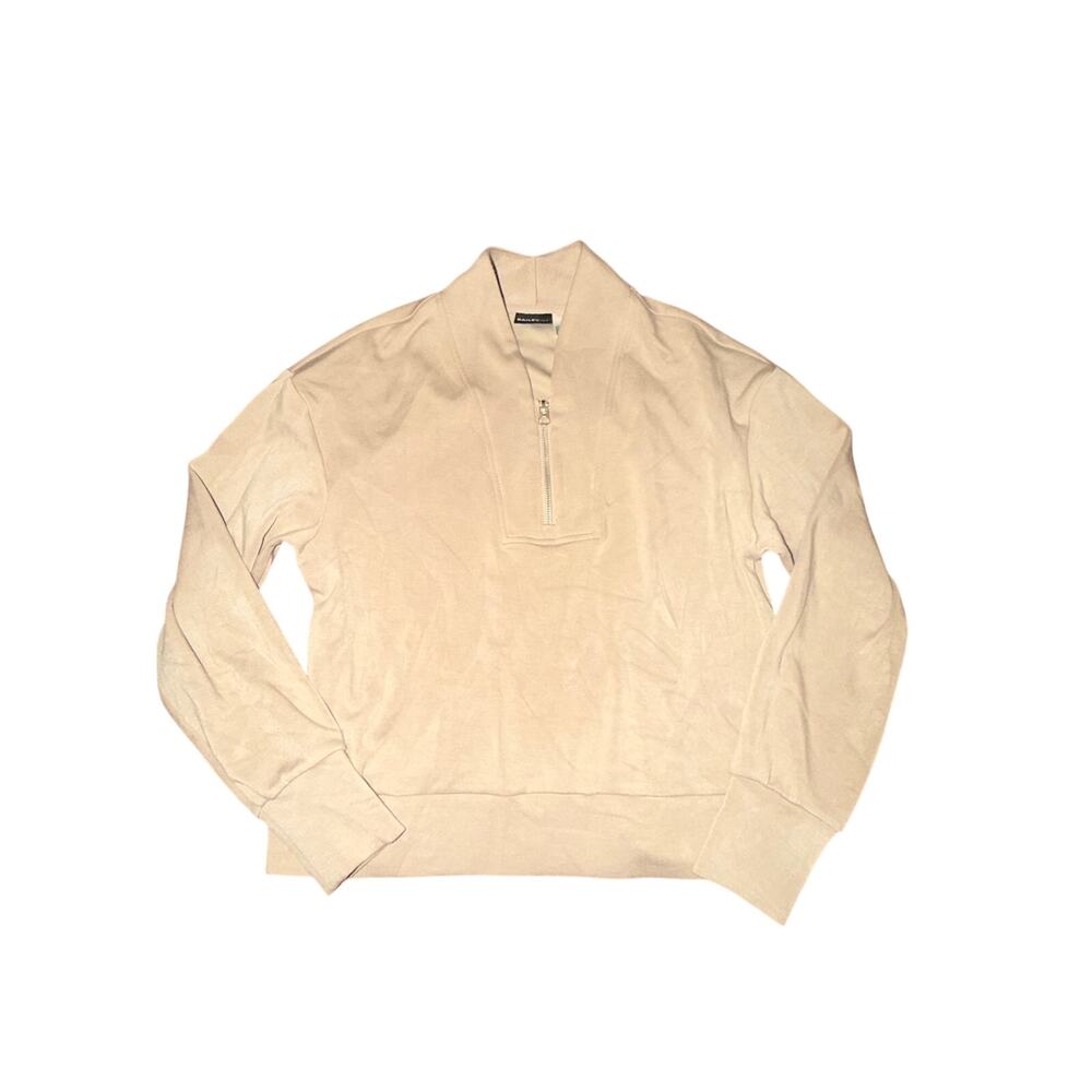 Bailey 44 1/4 Zip Pullover Sweatshirt Womens Size M Tan Cropped Soft Relaxed Fit